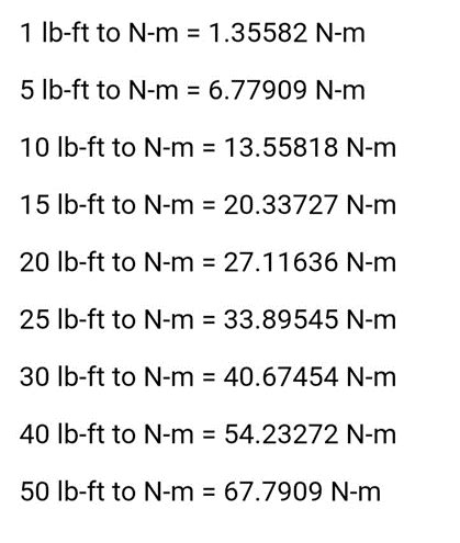 40 nm to ft lbs